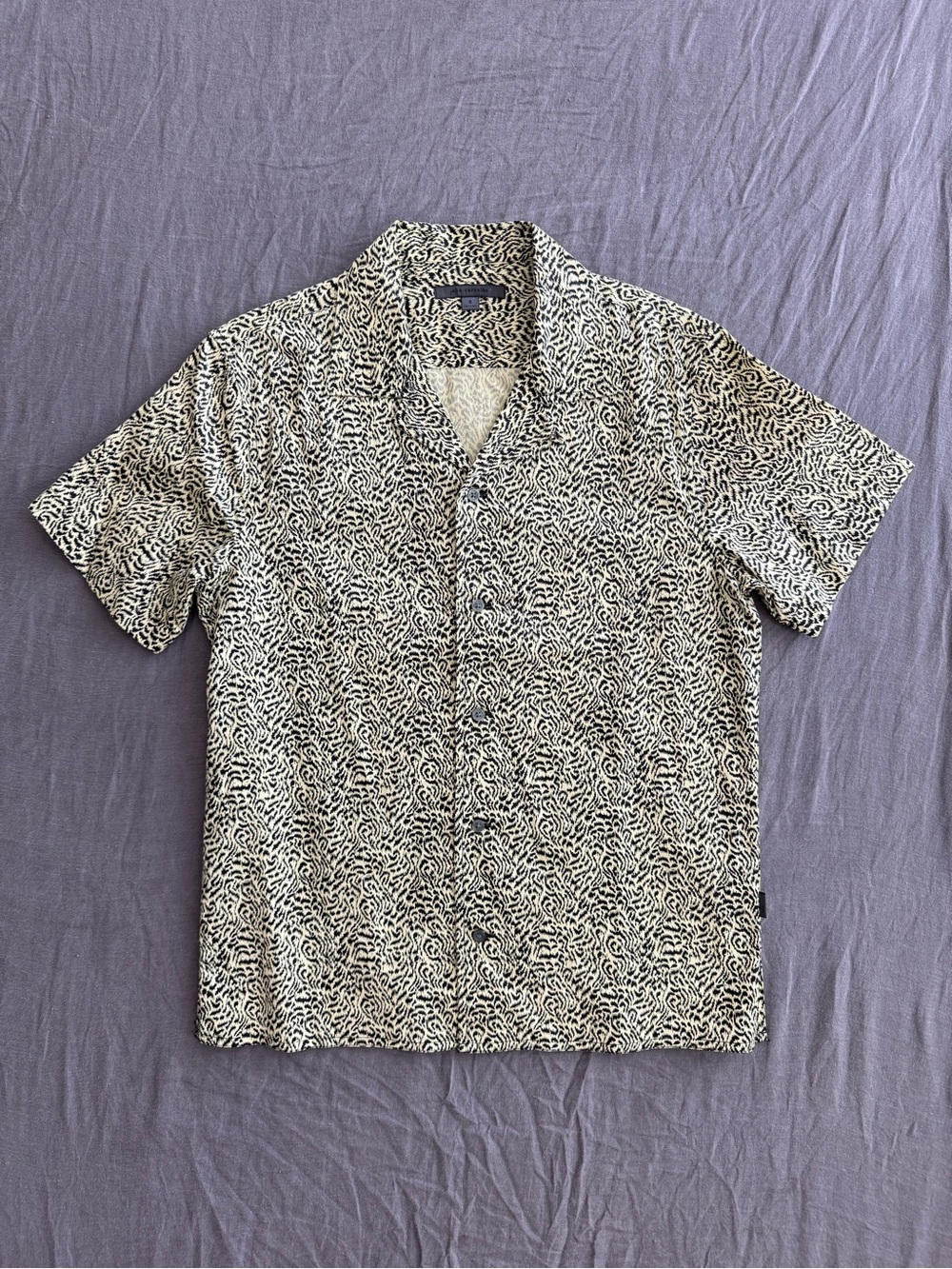 John Varvatos Black & Yellow Abstract Short-Sleeve Camp Collar Button-Up Shirt